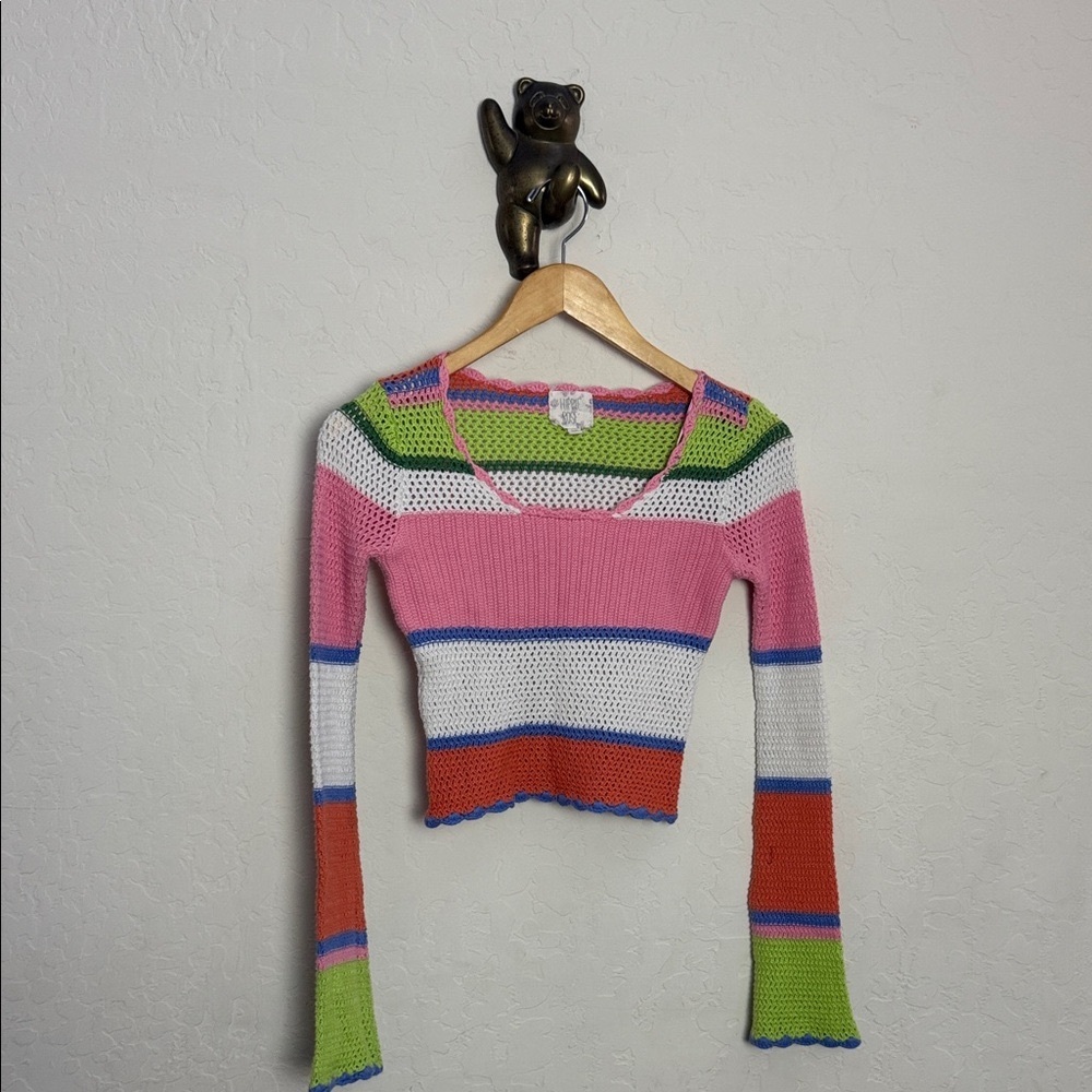 Hippie Rose Multicolor long sleeve Knit Top women’s size XS